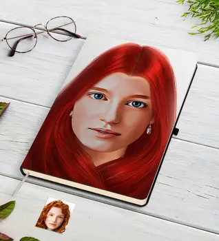 

Personalized Women 'S Artistic Illustration Portrait Design Black Notebook-3