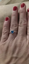 Fashion Real Silver Color Blue Heart Rings for Women Wedding Jewelry Punk Retro Antique