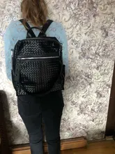 Fashion Backpack Women Ladies Large-Capacity PU Woven-Pattern Leisure Big High-Quality