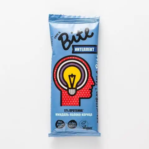 Батончик Take a Bite Интеллект фруктово-ореховый миндаль-яблоко-корица 45 г | Продукты