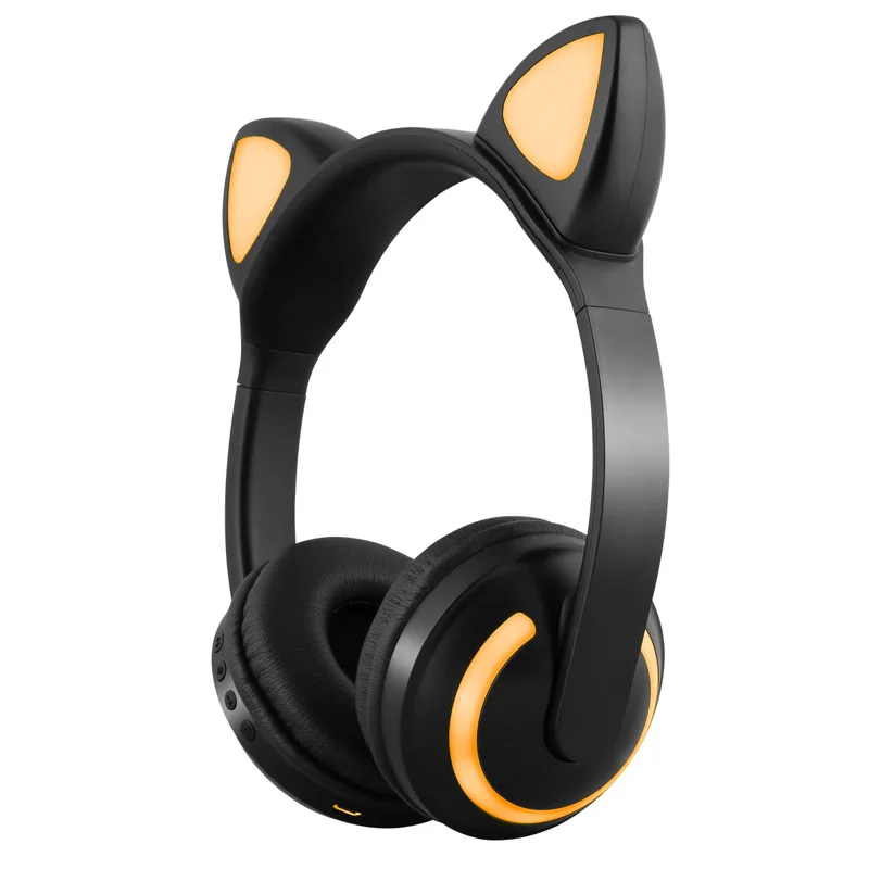 Золотой KL05 Bluetooth стерео кошачьи наушники мигающие светящиеся кошачьи наушники Игровые наушники 7 цветов светодиодный светильник - Цвет: Золотой