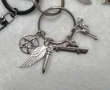 Supernatural Keychain Ring Sun-Pendant Movie Metal Unisex Dean Pentagram