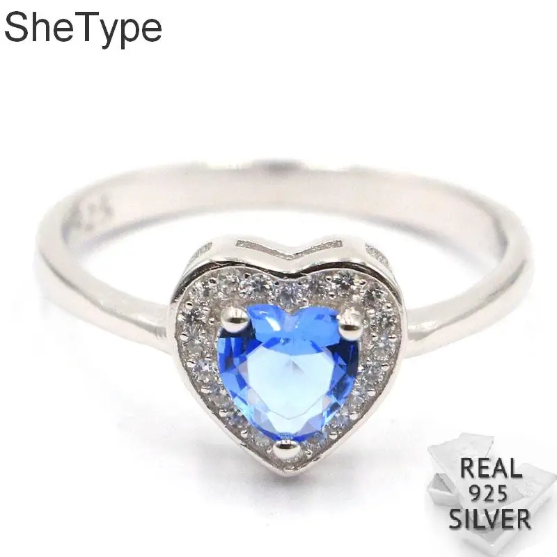 

10x10mm Romantic Heart Shape 2.2g Created Violet Tanzanite CZ Gift For Girls 925 Solid Sterling Silver Rings