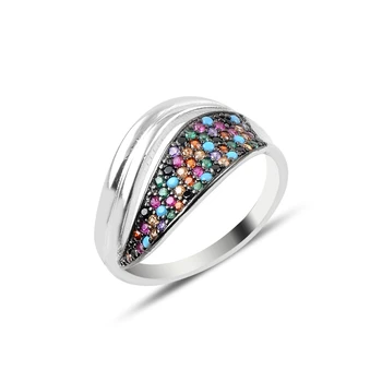 

Silver 925 Sterling Mixed Zircon Cubic Zirconia Ring