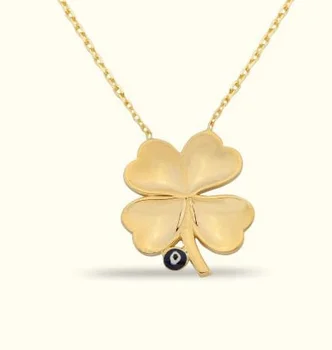 

Evil eye Enamel Four Leaf Clover rose Gold Necklace 02-390-K0539