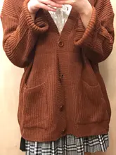 Simple Casual suéter de gran tamaño las mujeres V Jersey cuello delgado de punto Mujer otoño e invierno coreano cálido Rebeca Feminino