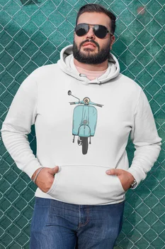 

Angemiel Wear Blue Motorcycle Gray White Men 'S Hooded Sweatshirt