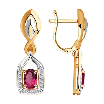 

Sokolov drop earrings with stones in gold with diamonds and, fashion jewelry, 585, women's male, long earrings