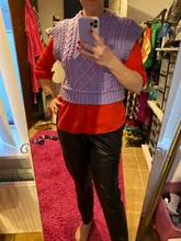 Sweater Cropped Pullovers Jumper Cable Knit Vest Women Sleeveless Tank Mosimolly Pink
