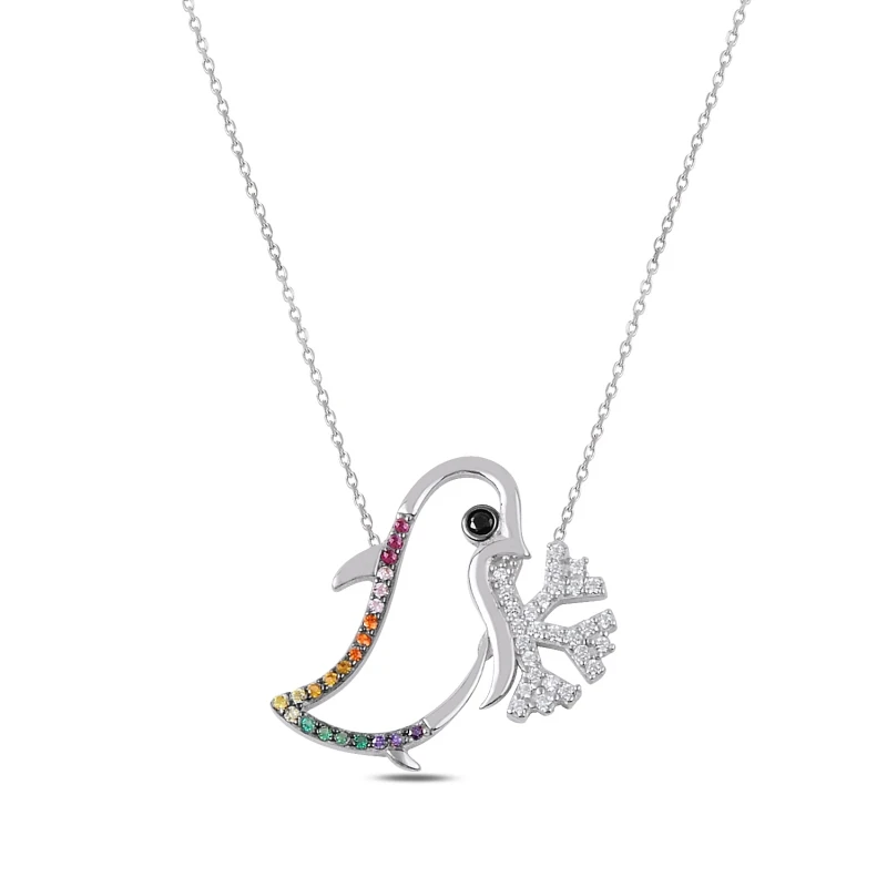 

Mixed Color Zircon Stone Penguin & amp; Snowflake Pendant