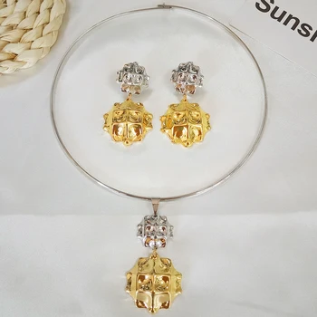 

new necklace set gold silver earrings for women beautiful big jewelry sets 2 tone drop earring