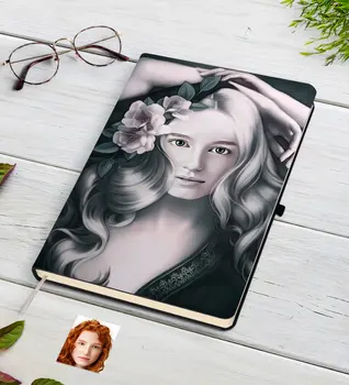 

Personalized Women 'S Artistic Portrait Design Black Notebook-3
