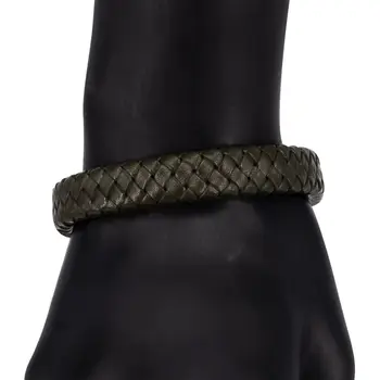 

Leather bracelet (genuine leather, magnetic lock, green) 55982