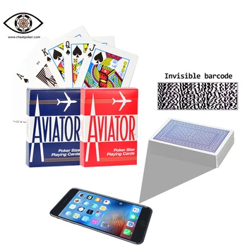 

Marked cards plastic AVIATOR cheat poker,magic Texas hold'em playing cards, anti gambling cheating side marked poker