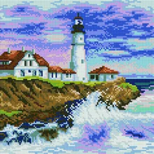 Алмазная мозаика EF 773 Бурные волны у маяка 30*40
