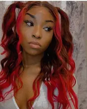 Pelucas de cabello humano con encaje frontal 13x4 para mujer, 180% ombré rojo borgoña, pelucas brasileñas de cabello ondulado rojo Remy prearrancado