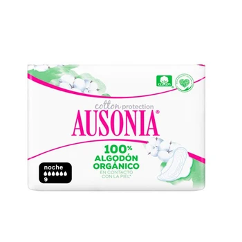 

Night Sanitary Pads with Wings ORGANIC Ausonia (9 uds)