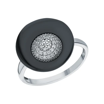 

Silver ring with ceramics and cubic zirconia sunlight sample 925