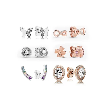 

2020 Fashion New Original 1:1 Luminous Love Knot Infinite Bright Stud Earrings Collection Women's Party Jewelry Accessories