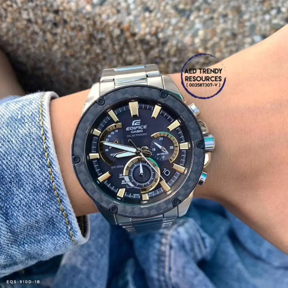 Casio Edifice часы на солнечных батареях карбоновый Чехол Мужские наручные брендовые