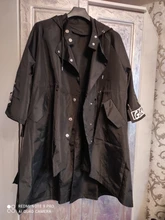 Coat Hoodie Streetwear Black Trench Female Long-Print XITAO Plus-Size Women Spliced Casual