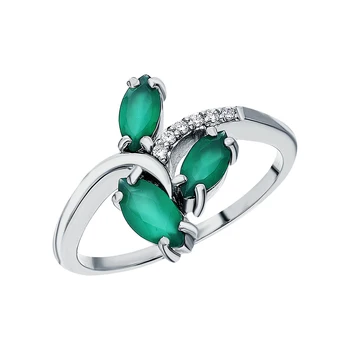 

Silver ring with cubic zirconia and agate sunlight sample 925