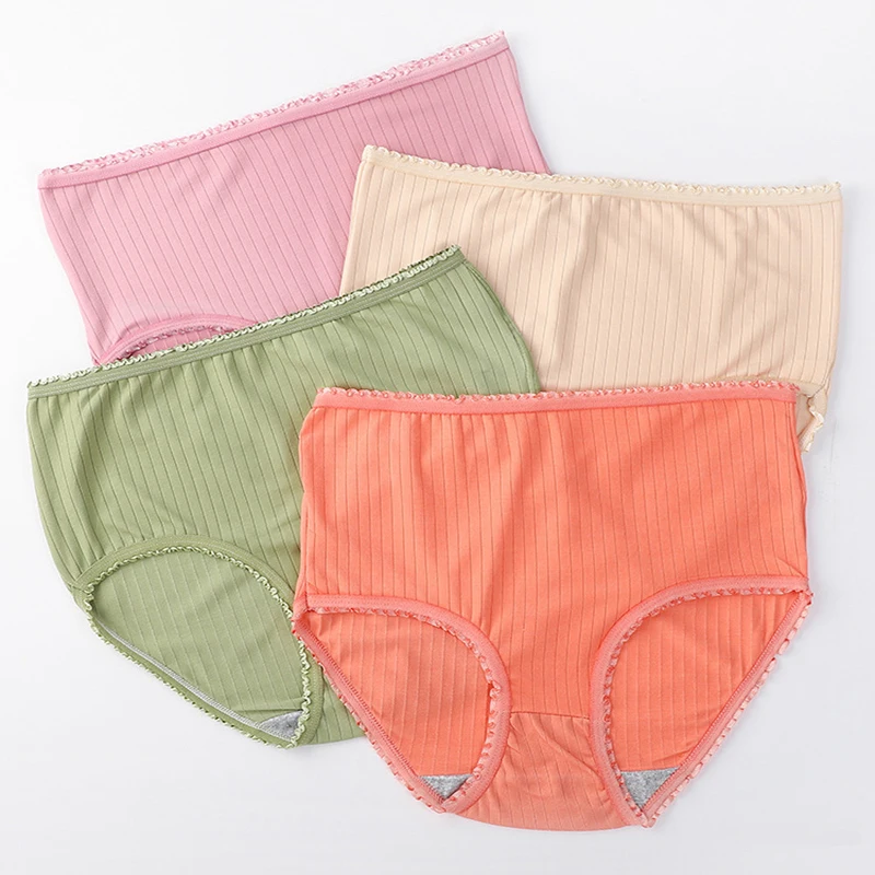 3pcs/set Large Size Xxl Panties Women Underwear Highwaist Lace