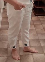 Pantalones vaqueros holgados de cintura elástica para mujer, moda de Corea de algodón informales combinables, color blanco, nueva llegada de primavera y verano, S982