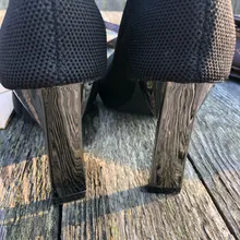 Aphixta-Botas de tacón de hoja de Metal para mujer, Botines de tacón de aguja, de tela elástica, puntiagudas