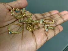 Tocona 15 unids/set, Virgen María Anillos de oro para mujer corazón manos de Fátima Anillos Cruz hoja geométrica Kольцо de joyería 7056