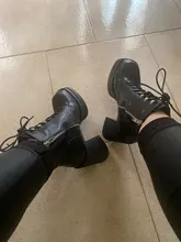 Zapatos de punta redonda con cremallera para mujer, tacones de plataforma de Botines de Cuero de tacón super alta gruesa, moda europea y americana