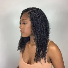 Peluca rizada mongol 3B 3C para mujeres negras cabello humano Afro rizado, pieza en U, corte de Bob corto, Belleza