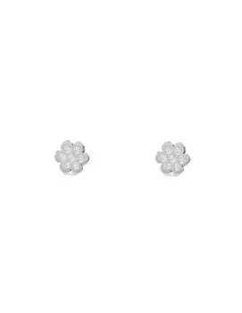 

Gold Girl earrings White Flower 6 Petals Zircons (9kts)