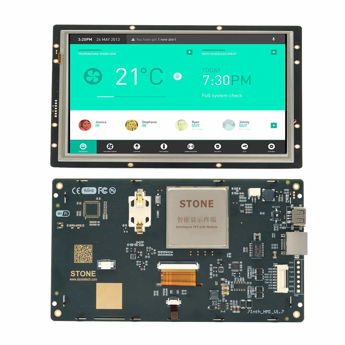 7 인치 TFT 패널 CPU , TFT 드라이버 윈도우 시스템 PC 또는 MacOS pc에 지능형 tft lcd 화면에 대한 새로운 프로젝트 파일을 설계