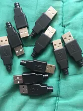 Conector de enchufe tipo A macho, USB, 4 pines, con cubierta de plástico negro, 10 Uds.