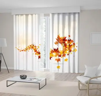 

Curtain Leaves Swirl Bright Colors Artistic Design Decorating Nature Theme Red Yellow Orange