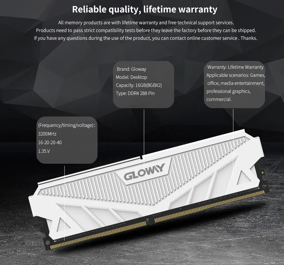 Gloway Memoria Ram DDR4 G1 Series 8GBx2 16GB 8GB 3200MHz 3600MHz