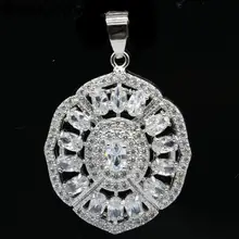 43x28 мм Красивый Белый Сапфир натуральный женский подарок серебряный кулон