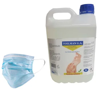 

PACK 50 masks disposable napkins 3 layers and 1 garrafa de GEL HIDROALCOHOLICO HIGIENIZANTE hand 5 LTR.