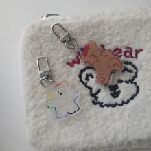 Llavero transparente de dibujos animados para niños, minillavero de PVC con forma de oso de goma, regalo para niños