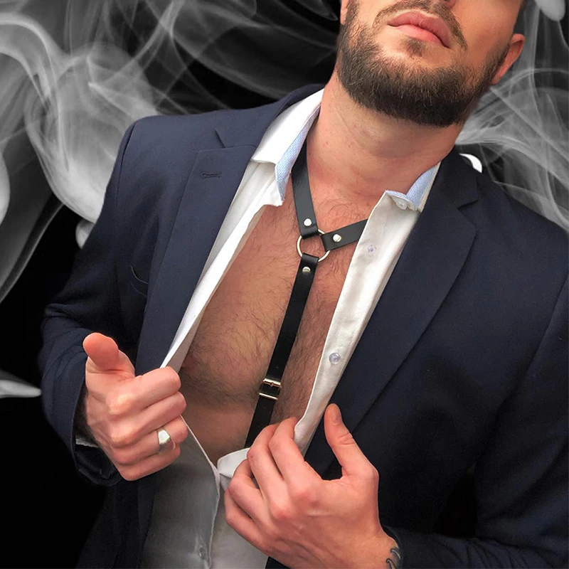 Sissy Men Faux Leather Suspenders Sexy Men's Suits Decor Temptation Bottoms Uniforms Party Hot Dance Halter Top Gay Accessories