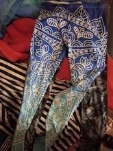 Marcas de moda de las mujeres Legging azteca redonda Ombre de impresión polainas de alta cintura delgada polainas pantalón Mujer/40