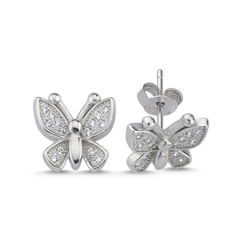 

KUTAYDAN Zircon Butterfly Earrings 925 Sterling Silver