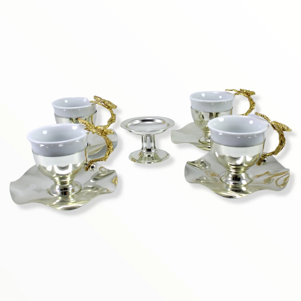 

Турецкий кофейный сервиз-серебристый-на 4 человека