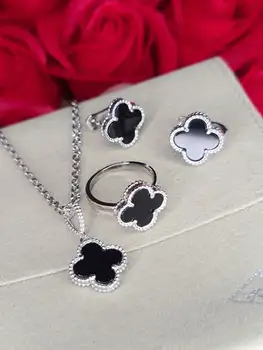 

925 sterling silver set with Clover Italian without chain