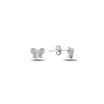 

Angemiel 925 Sterling Silver Zircon Butterfly Earrings-Rhodium Plated