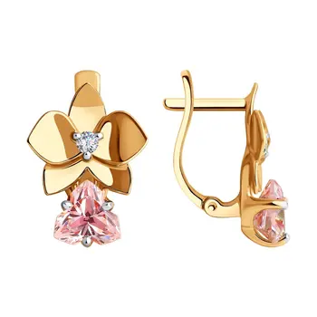 

Sokolov drop earrings with stones in gold with Swarovski Crystals cubic zirconia, fashion jewelry, 585, women's male, long earrings