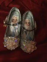 Disney-zapatos de princesa Elsa para niña, zapatos de vestir de dibujos animados de Frozen para niña, zapatos de fiesta de moda con tacones altos, regalo de Navidad