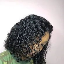 Bob Peluca de agua onda de encaje frente pelucas de cabello humano para las mujeres negras 13x4 peluca Frontal de encaje Pre arrancado brasileño de la onda profunda peluca Frontal