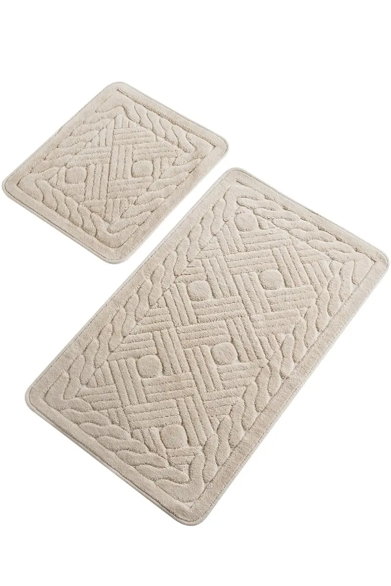 Коврики для ванной, Нескользящие, Противоскользящие коврики, Нескользящие, Нескользящие, материал: норка, хлопок, 2'Li, набор, 60X100 см-50X60 см